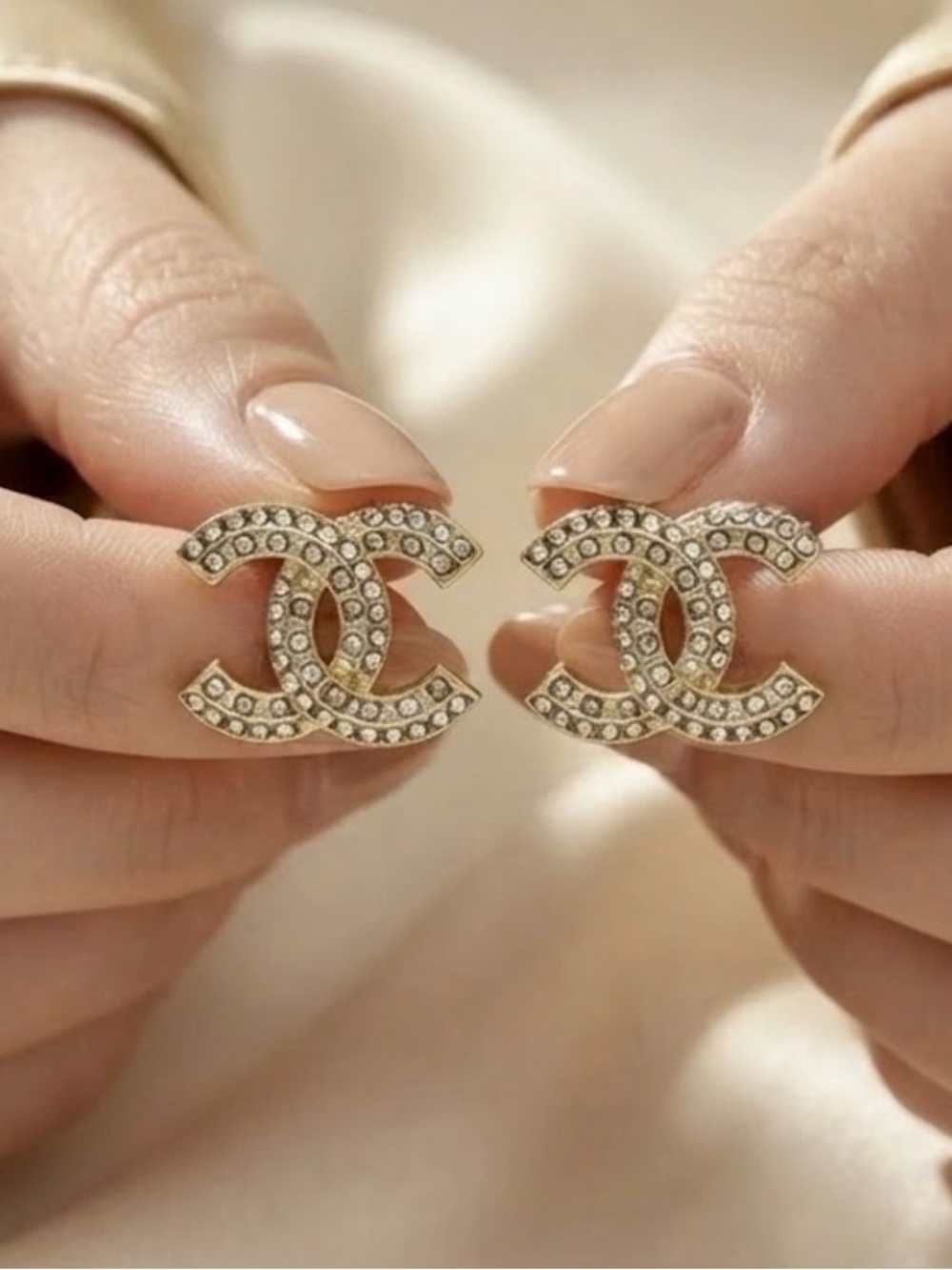 CHANEL Crystal Stud Earrings